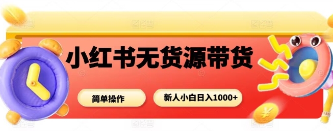 小红书无货源带货项目，简单无脑，新人小白日入多张-九天资源站