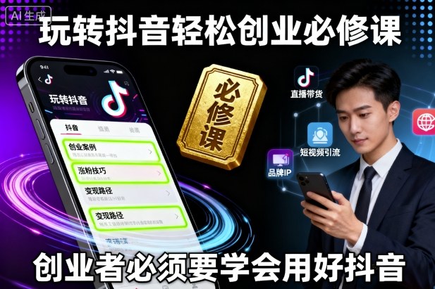 玩转抖音轻松创业必修课，创业者必须要学会用好抖音-九天资源站