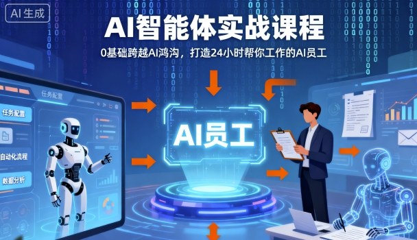 Ai智能体实战课程，0基础跨越Ai鸿沟，打造24小时帮你工作的Ai员工，打破常规，以实战定义Ai-九天资源站