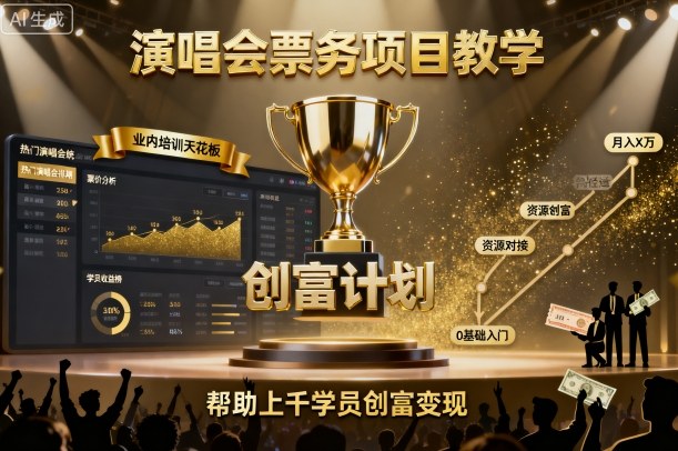 演唱会票务项目教学，业内培训天花板，帮助上千学员创富变现-九天资源站