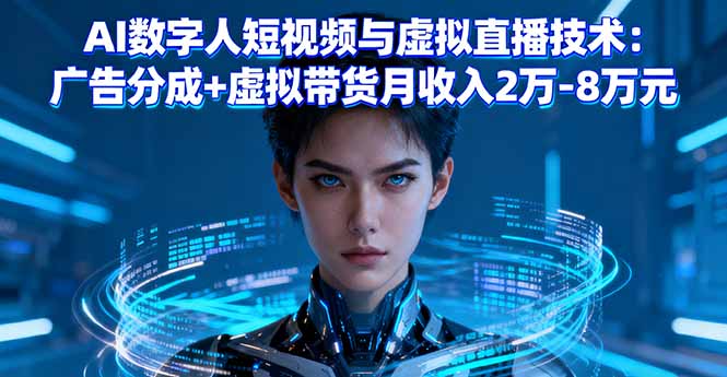 AI数字人短视频与虚拟直播技术：广告分成+虚拟带货月收入2万-8万元-九天资源站