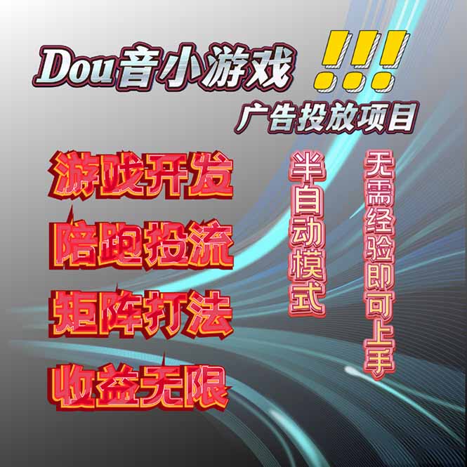 抖音小游戏广告推广项目，2025最新实测落地，单日收益300+-九天资源站