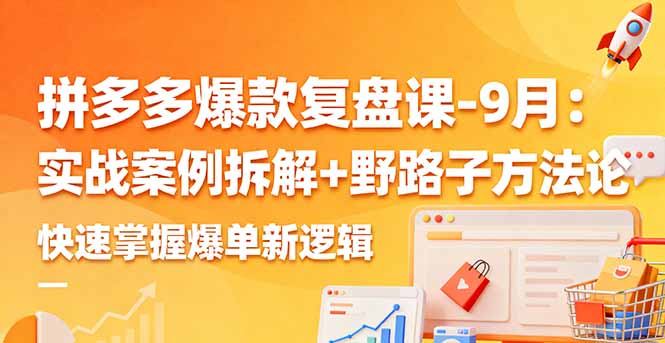 拼多多爆款复盘课-9月：实战案例拆解+野路子方法论，快速掌握爆单新逻辑-九天资源站
