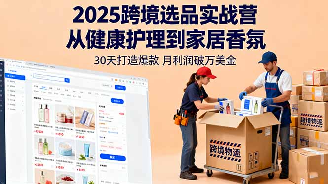 2025跨境选品实战营：从健康护理到家居香氛，30天打造爆款,月利润破万美金-九天资源站