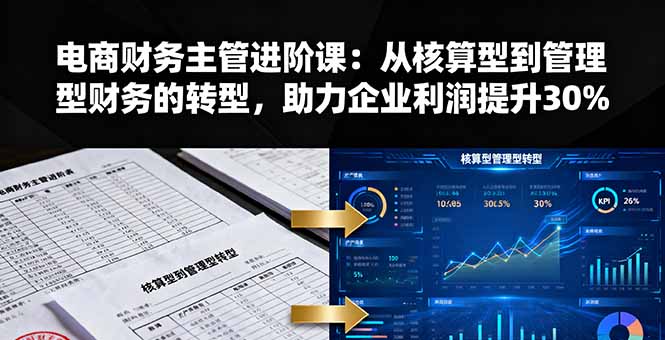 电商财务主管进阶课：从核算型到管理型财务的转型，助力企业利润提升30%-九天资源站