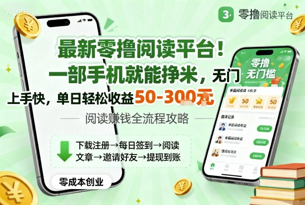 最新零撸阅读平台！一部手机就能挣米，无门槛上手快，单日轻松收益50-3张【揭秘】-九天资源站