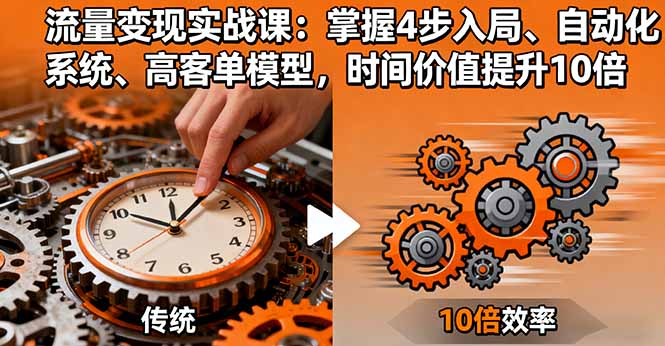 流量变现实战课：掌握4步入局、自动化系统、高客单模型，时间价值提升10倍-九天资源站
