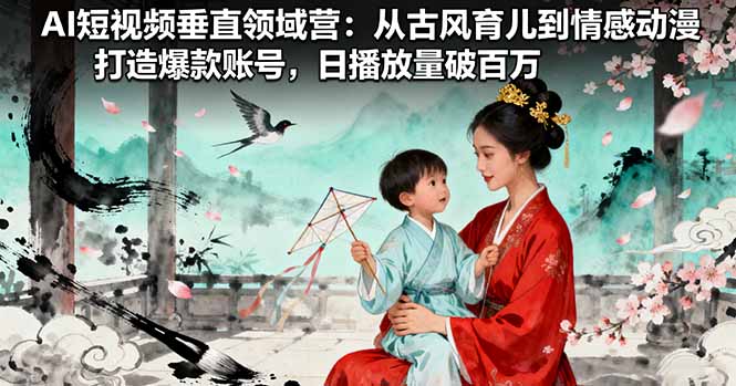 AI短视频垂直领域营：从古风育儿到情感动漫，打造爆款账号,日播放量破百万-九天资源站