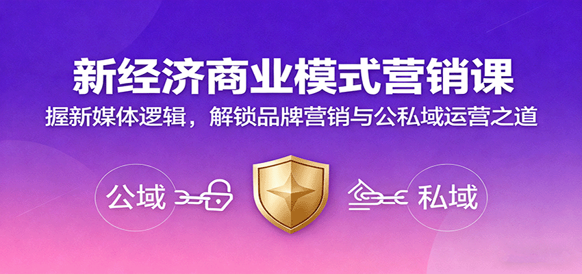 新经济商业模式营销课，握新媒体逻辑，解锁品牌营销与公私域运营之道-九天资源站