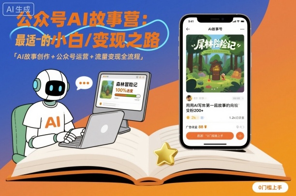 公众号ai故事营，最适合小白的自媒体变现之路-九天资源站