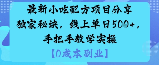 最新小吃配方项目分享独家秘诀，线上单日5张，手把手教学实操-九天资源站